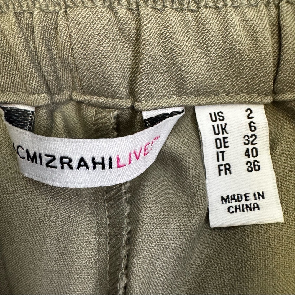 Mizrahi Live! Size 2 Light Olive Green Pull-On Pants Stretch Waist Faux Pockets - Picture 7 of 12